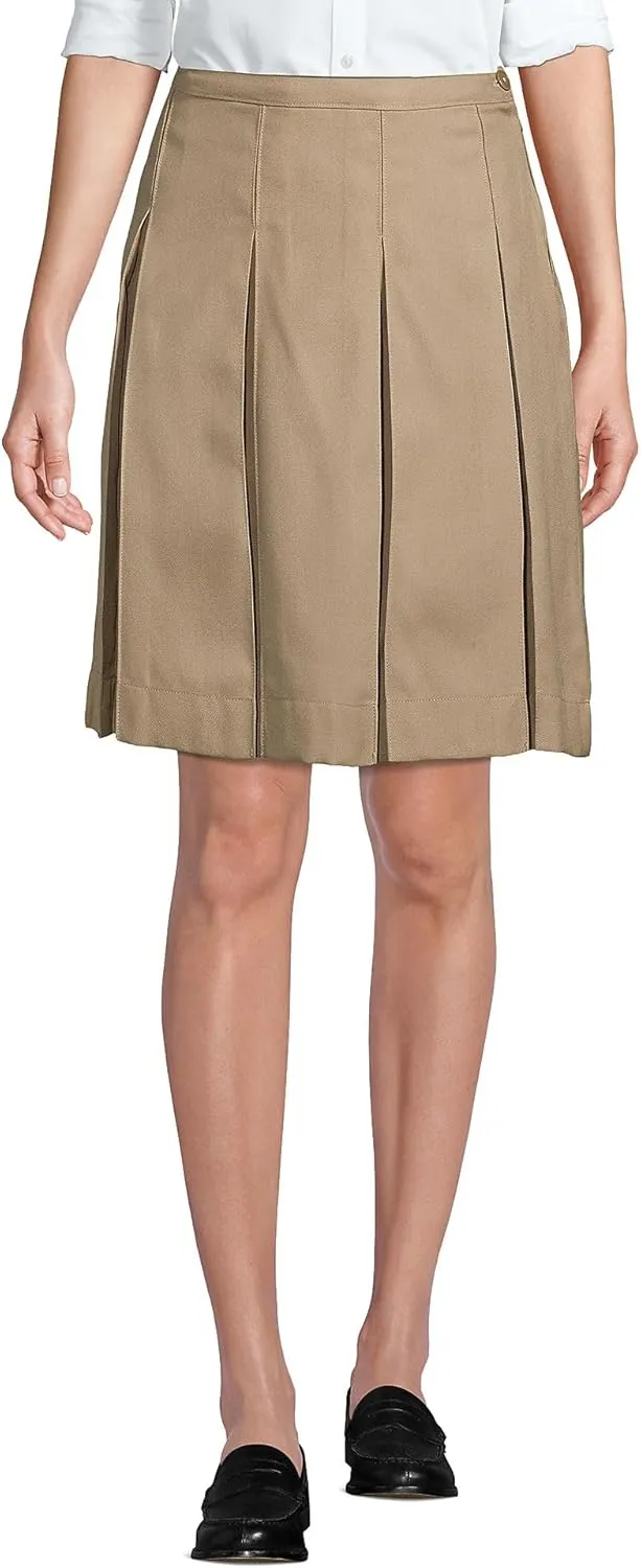 Lands' End School Uniform Women's Solid Box Pleat Skirt Above Knee
