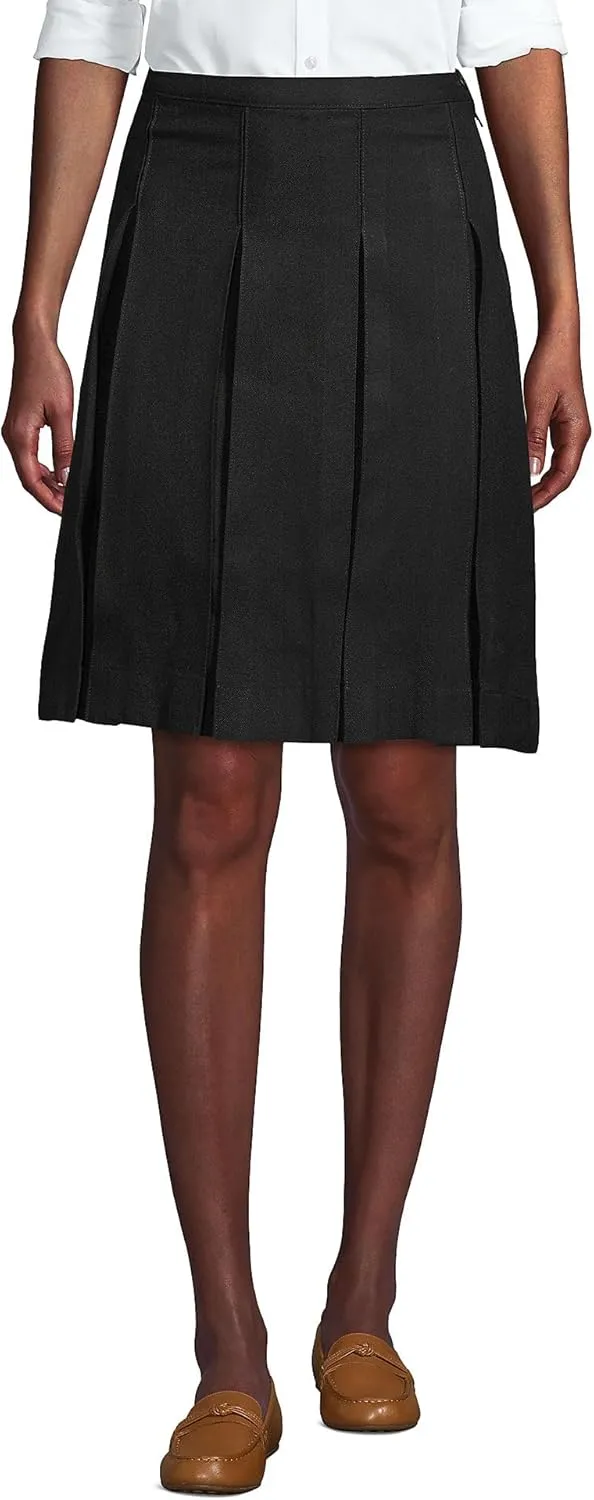Lands' End School Uniform Women's Solid Box Pleat Skirt Above Knee