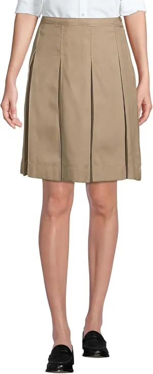 Lands' End School Uniform Women's Solid Box Pleat Skirt Above Knee