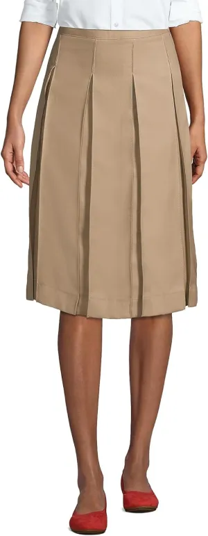 Lands' End School Uniform Women's Solid Box Pleat Skirt Below The Knee