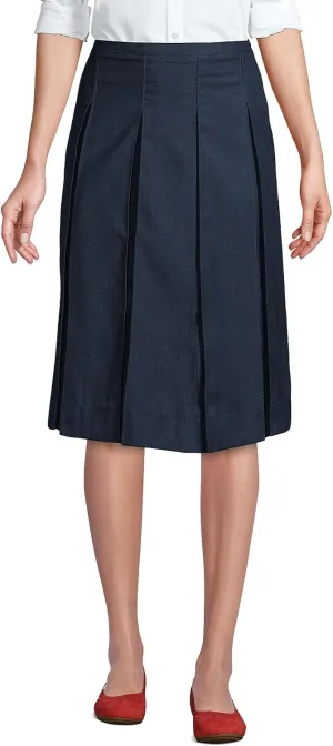 Lands' End School Uniform Women's Solid Box Pleat Skirt Below The Knee