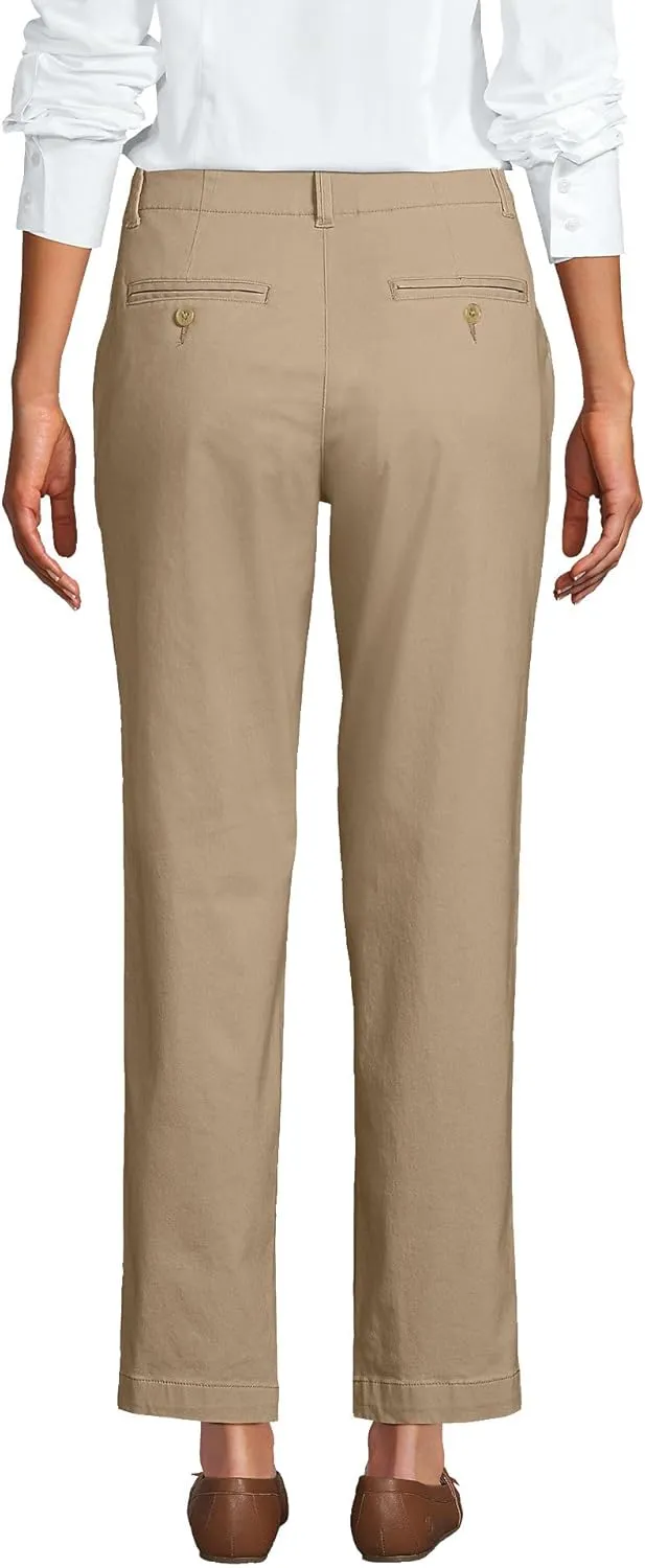 Lands' End Women's Mid Rise Classic Straight Leg Chino Ankle Pants