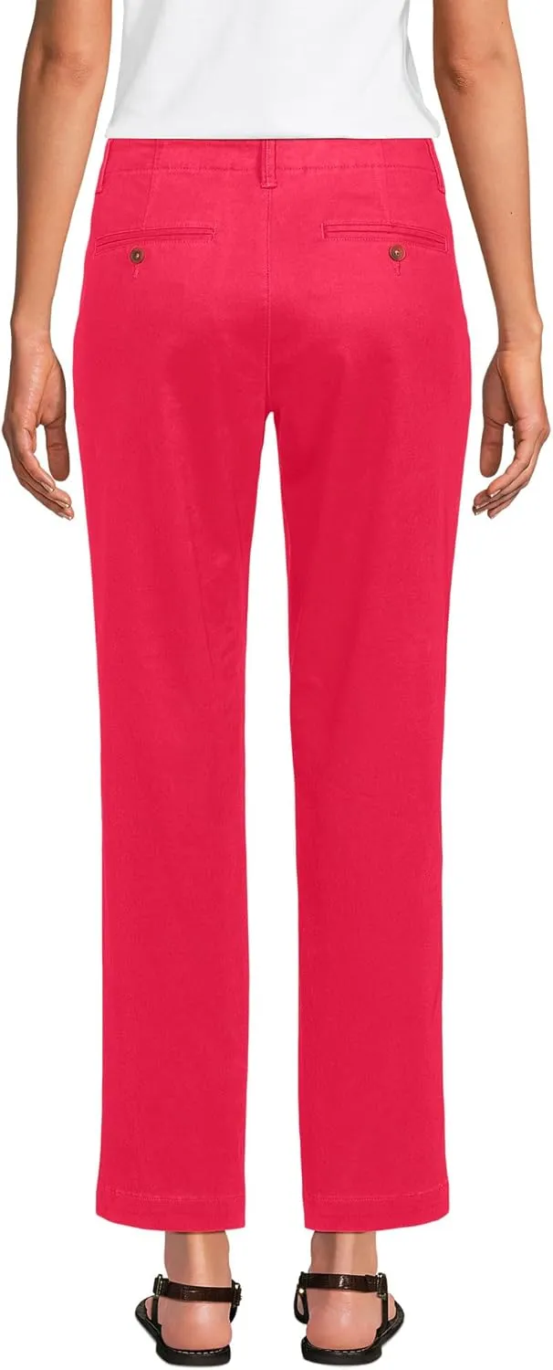 Lands' End Women's Mid Rise Classic Straight Leg Chino Ankle Pants