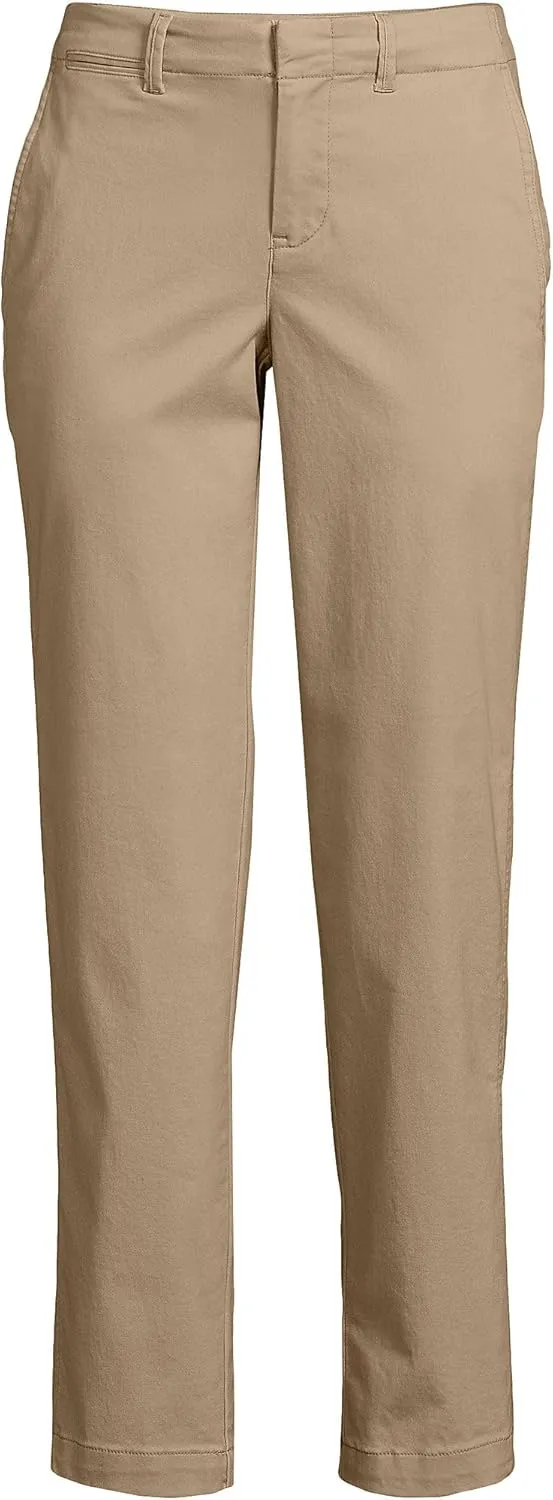 Lands' End Women's Mid Rise Classic Straight Leg Chino Ankle Pants
