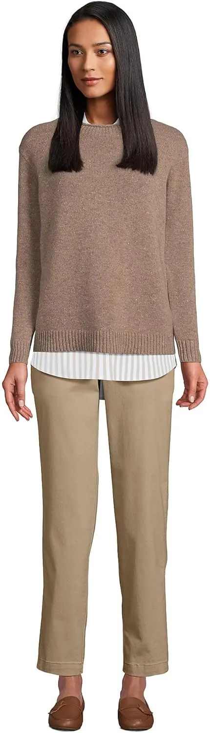 Lands' End Women's Mid Rise Classic Straight Leg Chino Ankle Pants