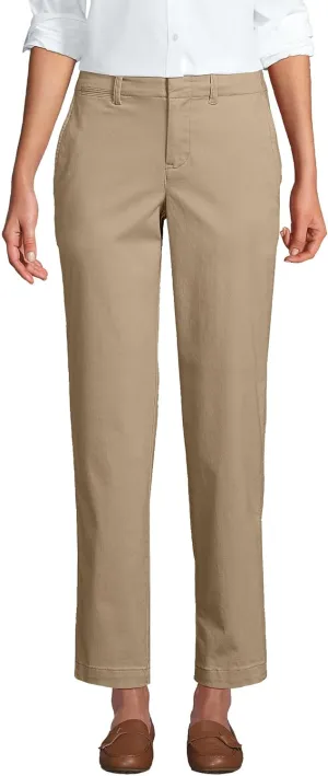 Lands' End Women's Mid Rise Classic Straight Leg Chino Ankle Pants
