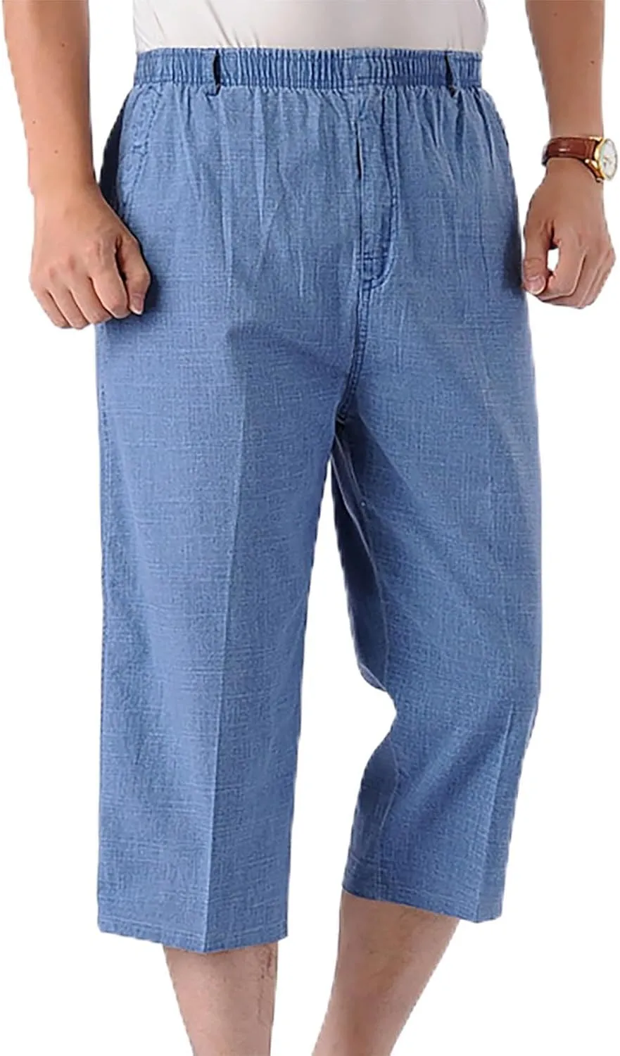 Linen Pants Mens Casual Pants Relaxed-Fit Beach Pants Summer Yoga Pants Drawstring Elastic Waist Pants