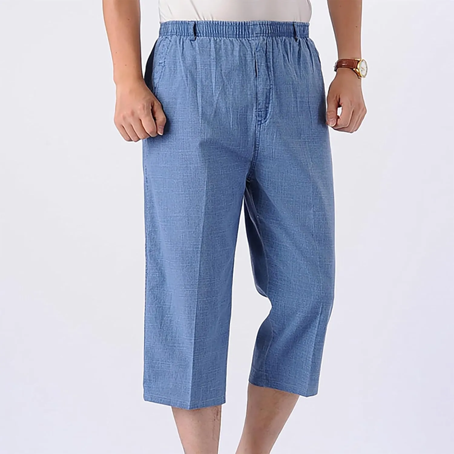 Linen Pants Mens Casual Pants Relaxed-Fit Beach Pants Summer Yoga Pants Drawstring Elastic Waist Pants