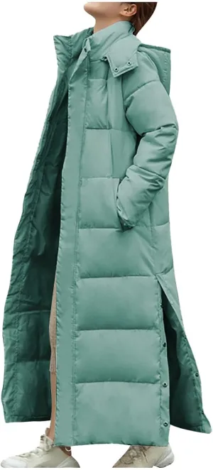 Long Winter Coats for Women Hooded Zip Up Casual Thickened Down Jackets Trendy Warm Heavyweight Parka Outerwear