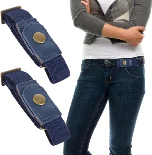Lusofie 2pcs No Buckle Belt WomenBelt Elastic Comfortable Invisible Belt for Jeans