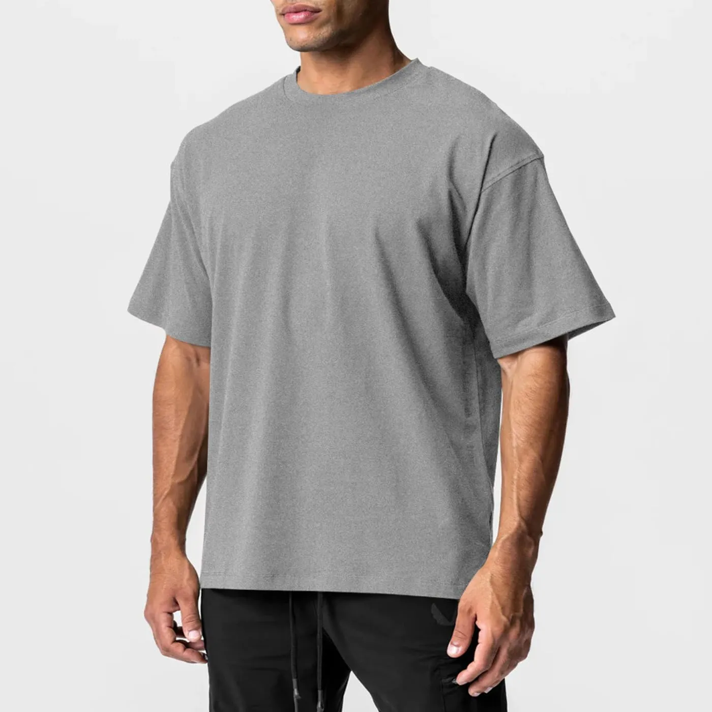 Men's Cotton Short Sleeve Crew Neck Shirts Athletic Tops Tees Oversized Gym Clothes for Men S-XXL