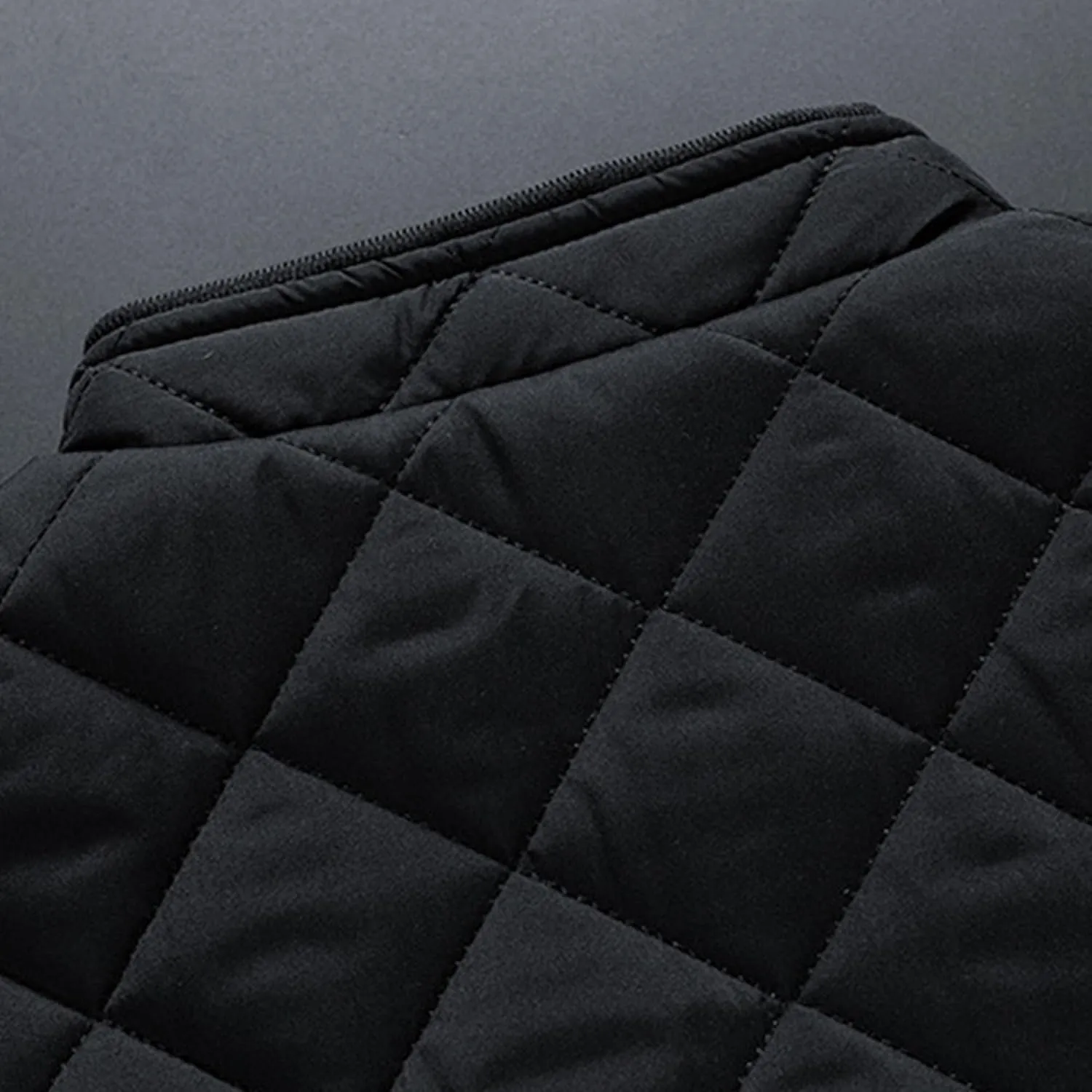 Men's Diamond Bomber Jackets Fleece-Lined Winter Coats Full Zip Insulated Quilted Jacket Warm Padded Cotton Coat