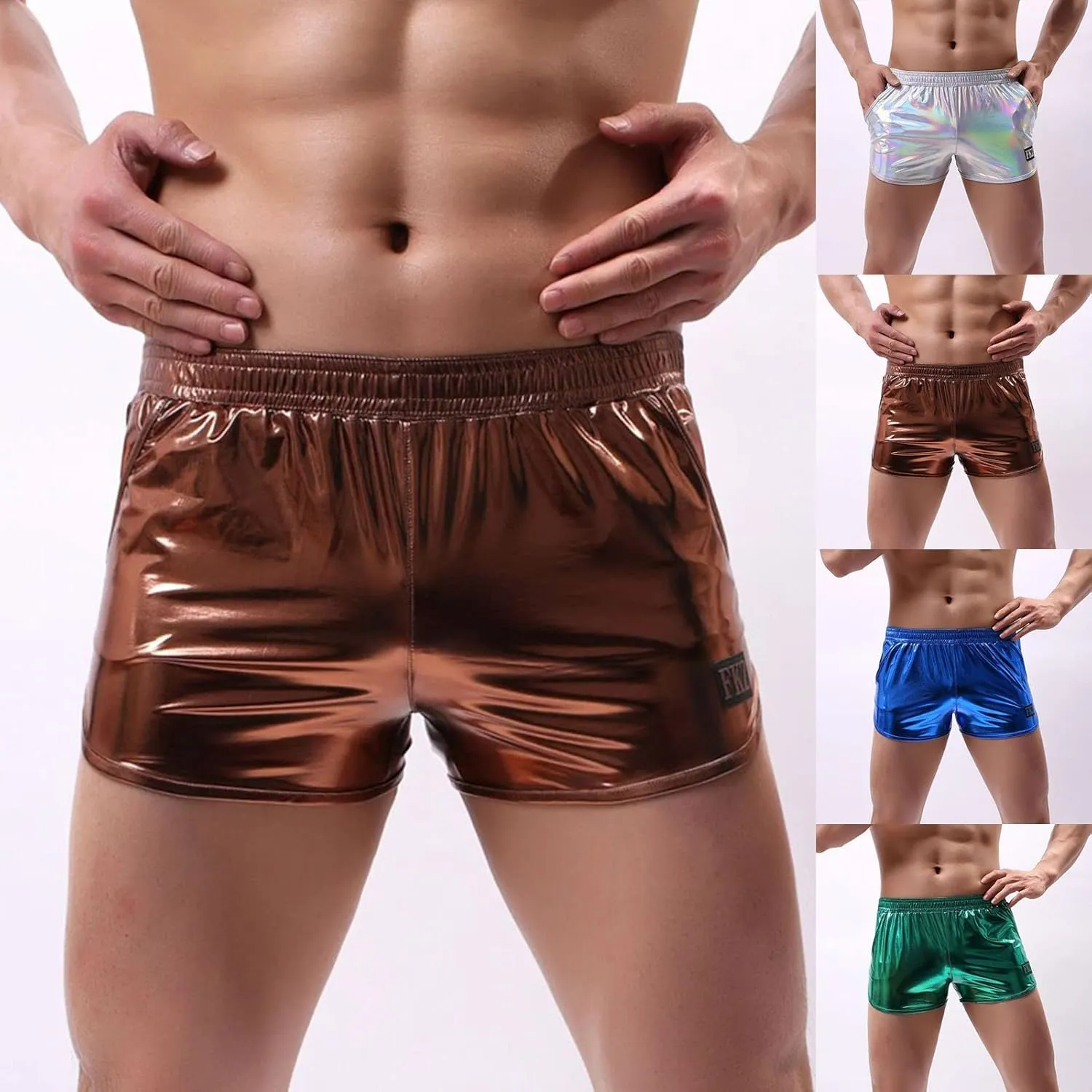 Men's Leather Underwear Sexy Boxer Underpants Bronzed Faux Leather Stretch Pants Fashion Stretch Briefs