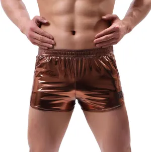 Men's Leather Underwear Sexy Boxer Underpants Bronzed Faux Leather Stretch Pants Fashion Stretch Briefs