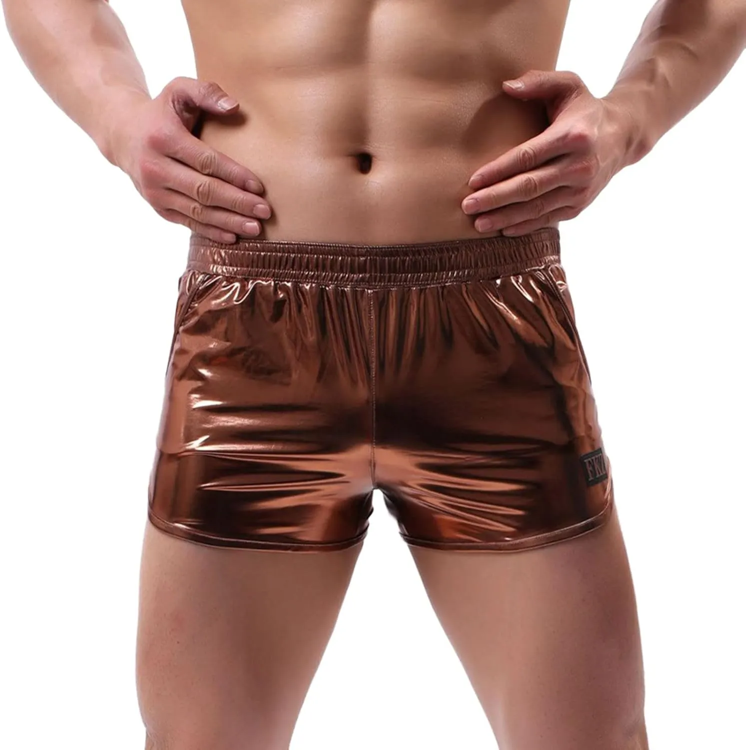 Men's Leather Underwear Sexy Boxer Underpants Bronzed Faux Leather Stretch Pants Fashion Stretch Briefs