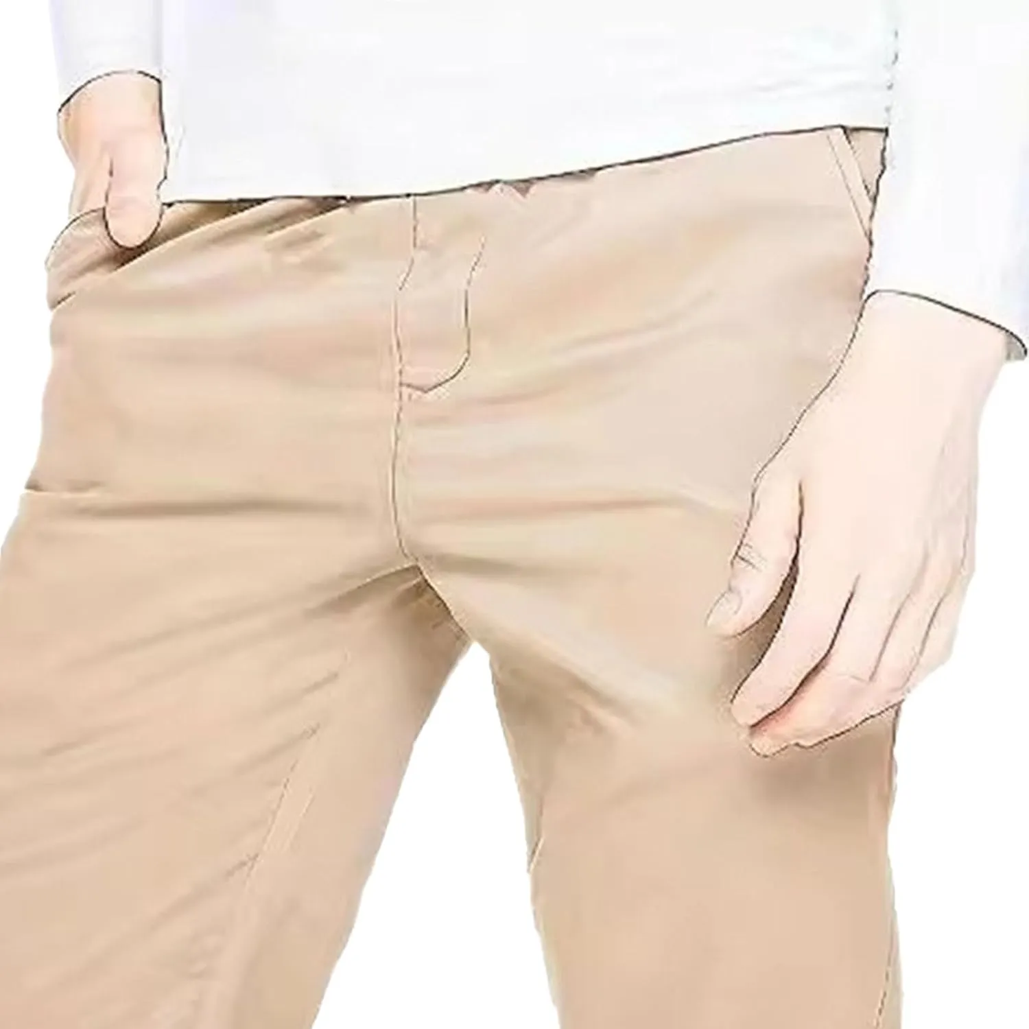 Men's Skinny Slim Fit Stretch Pants Lightweight Stretch Hiking Slack Mid Rise with Flex Waist Trousers