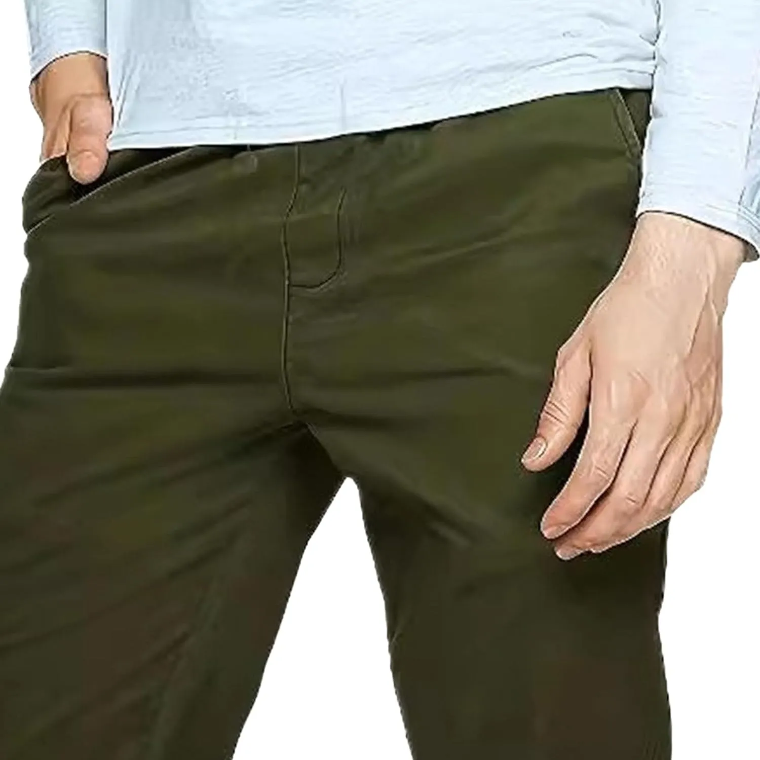 Men's Skinny Slim Fit Stretch Pants Lightweight Stretch Hiking Slack Mid Rise with Flex Waist Trousers