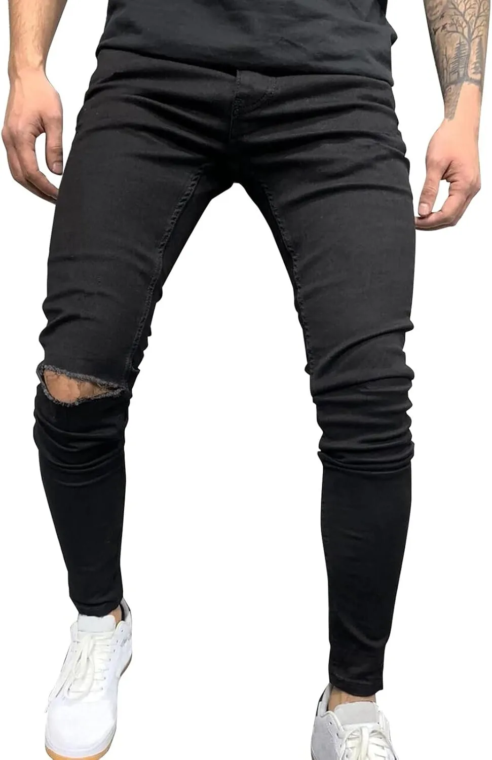Mens Slim Fit Jeans Stretch Skinny Stretch Jean Fashion Flex Tapered Leg Denim Pants Casual Classic Plain Trousers