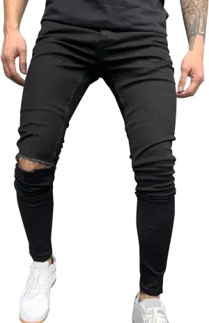 Mens Slim Fit Jeans Stretch Skinny Stretch Jean Fashion Flex Tapered Leg Denim Pants Casual Classic Plain Trousers