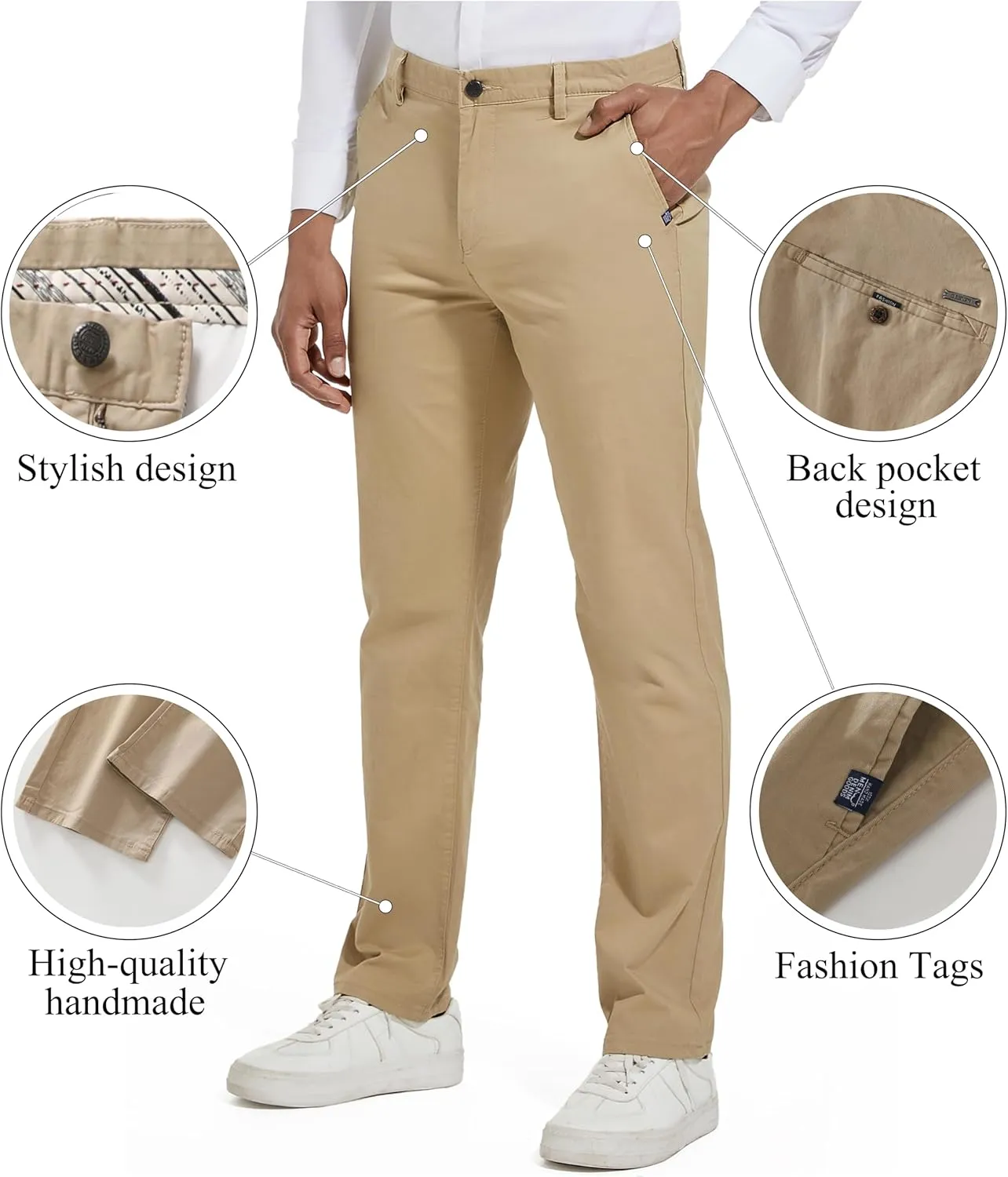 Men's Slim-Fit Stretch Cotton Fashion Tapered Casual Chino Pants