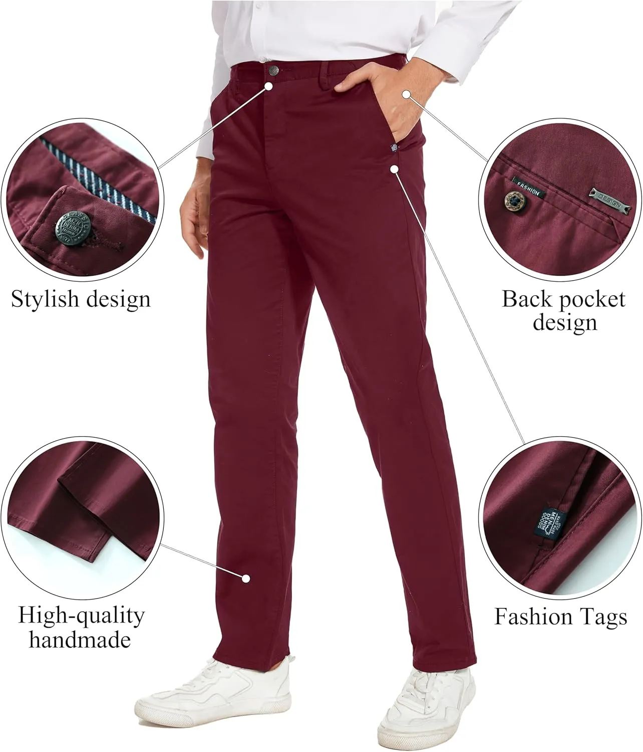 Men's Slim-Fit Stretch Cotton Fashion Tapered Casual Chino Pants