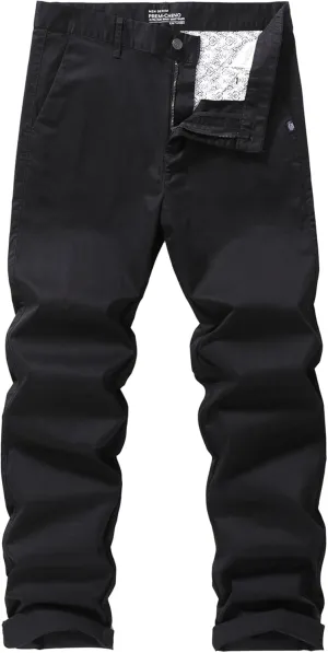 Men's Slim-Fit Stretch Cotton Tapered Casual Chino Pants