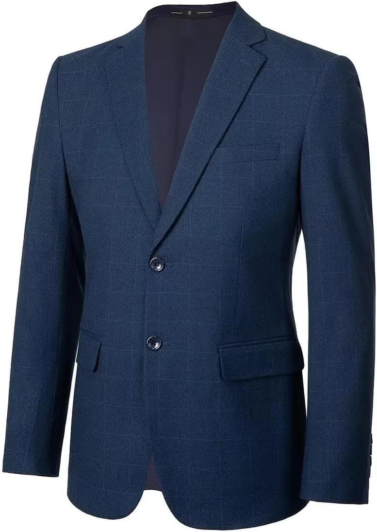 Men's Suits 3 Piece Slim Fit Tuxedo for Men Two Button Plaid Jacket Vest Pants Set for Formal Wedding Prom Business Party