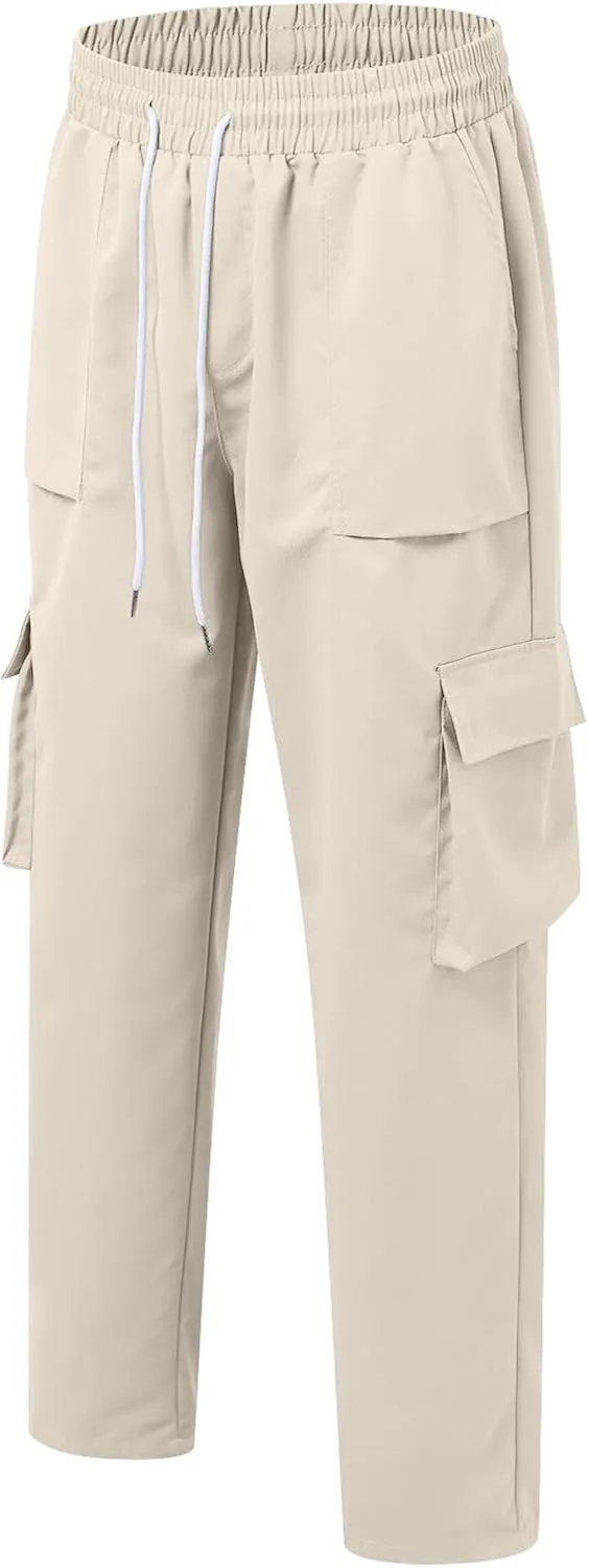 Mens Summer Cargo Pants Stretch Tactical Pants Multi Pockets Hiking Ripstop Breathable Stretch Stylish Slim Fit Trousers