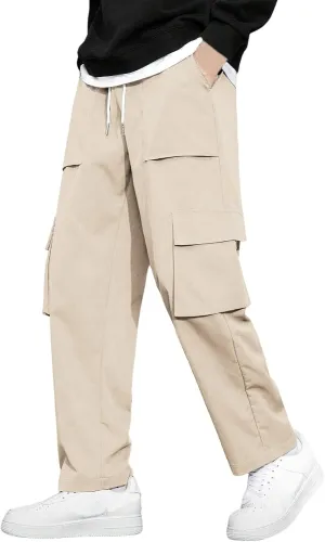 Mens Summer Cargo Pants Stretch Tactical Pants Multi Pockets Hiking Ripstop Breathable Stretch Stylish Slim Fit Trousers