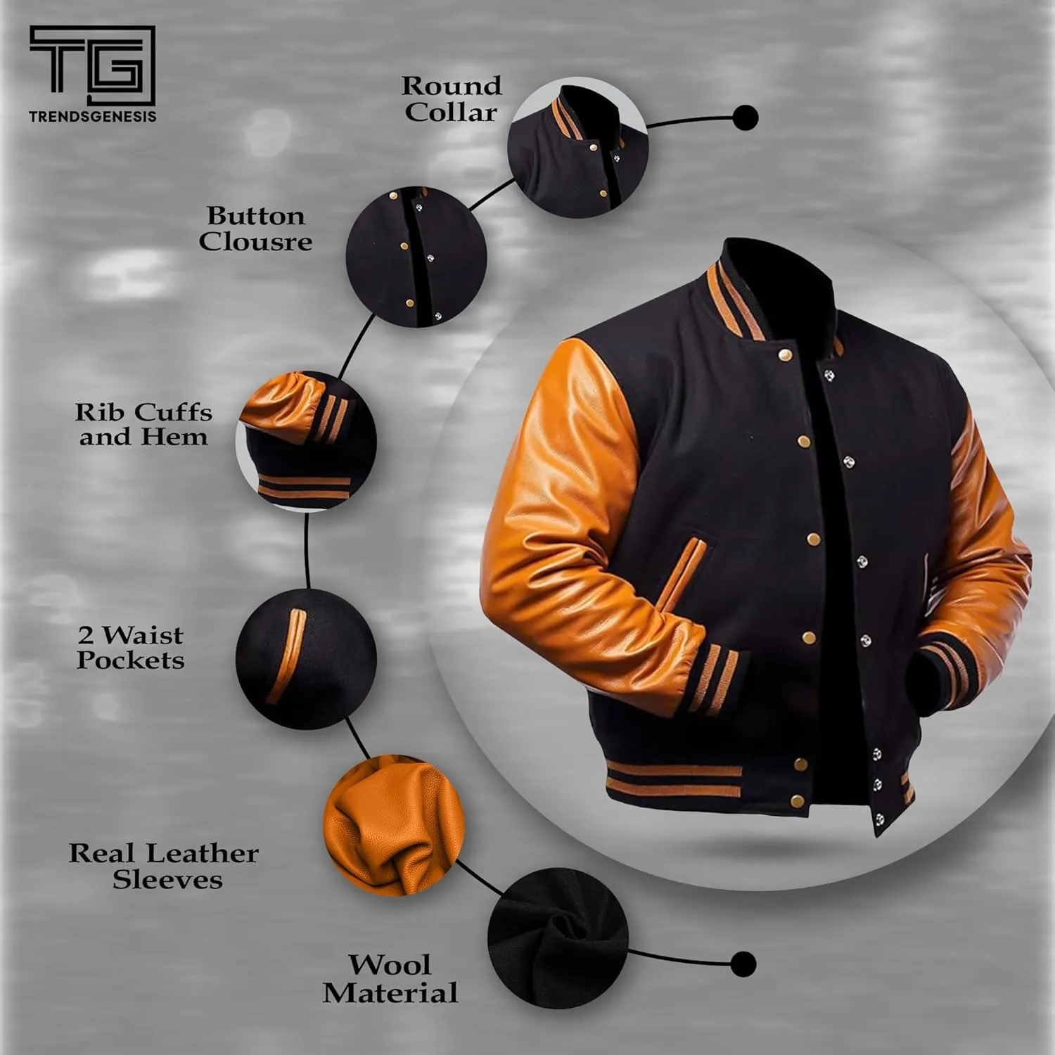 Men's Varsity Lettermans Jacket - School College Letterman Baseball Bomber Jackets for Men