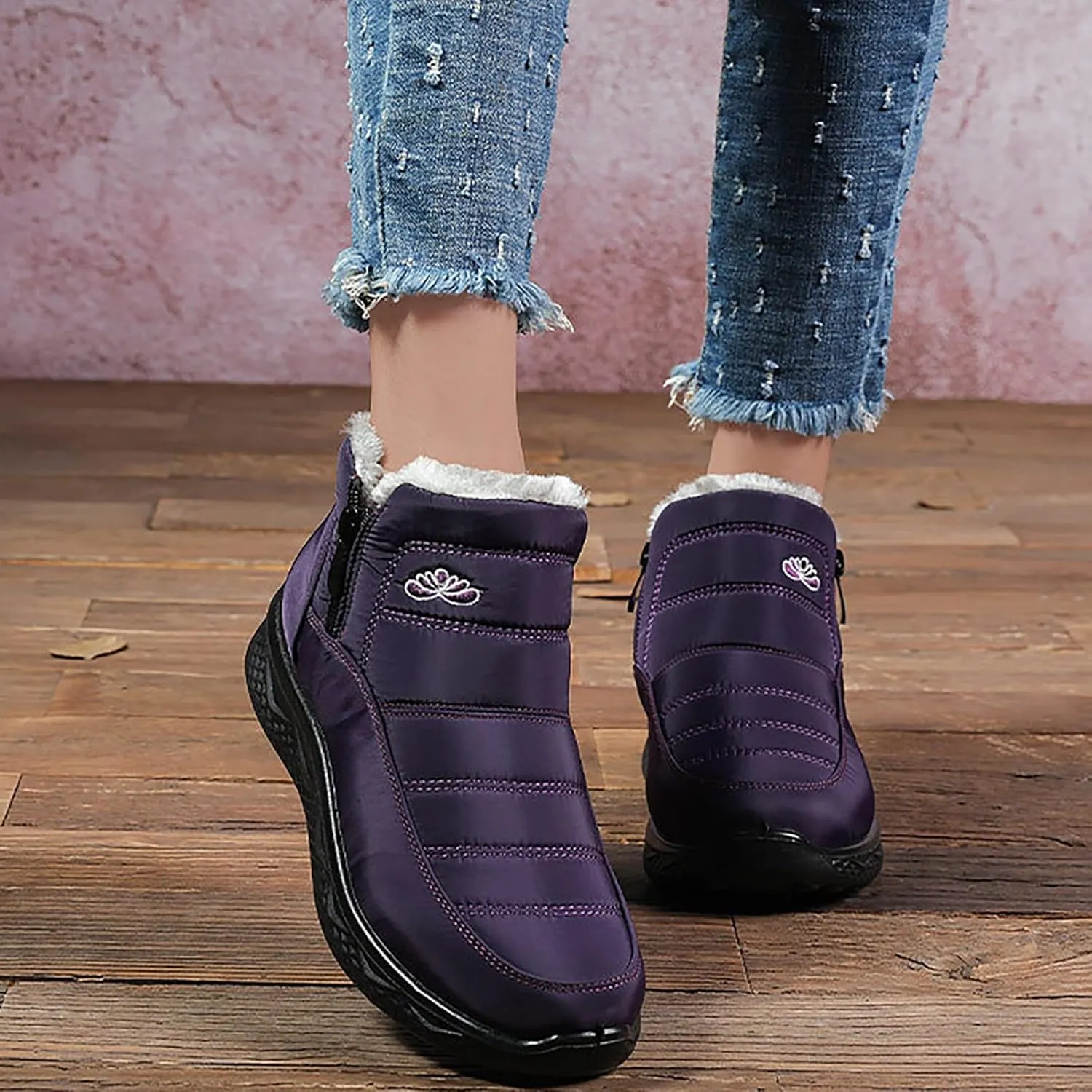Mens Winter Boots Knee High Fur Lined Slip-Ons Women's Snow Boots Warm Non Slip Walking Shoes for Women Fashion High Top Boots Big and Tall Winter Booties