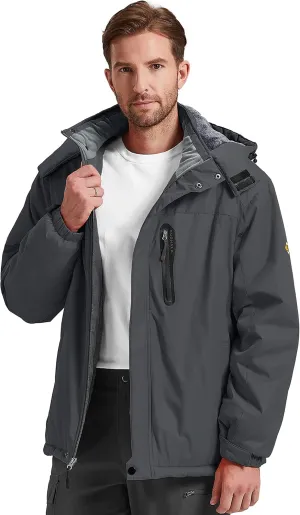 Men's Winter Skiing Jacket Waterproof Warm Snow Fleece LiningCoat Mountain Hooded Windproof Rain Jacket S-5XL