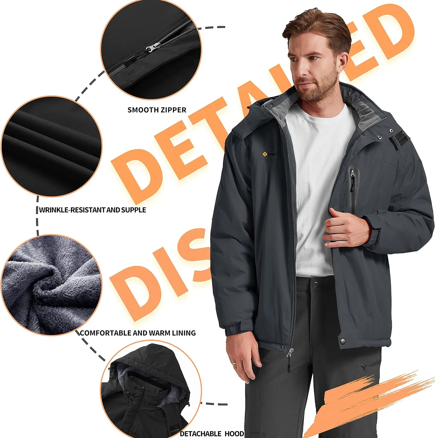 Men's Winter Skiing Jacket Waterproof Warm Snow Fleece LiningCoat Mountain Hooded Windproof Rain Jacket S-5XL