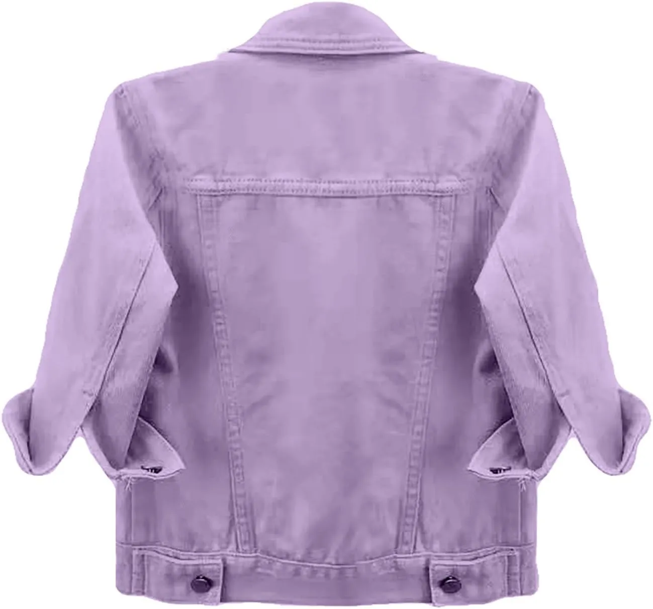 Miyaomn Womens 3/4 Sleeve Short Denim Jacket Lapel Collared Button Down Cropped Jean Jackets Pockets Casual Work Trucker Coat