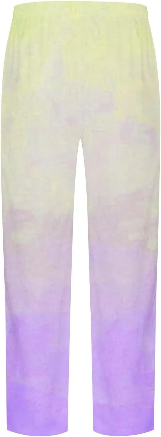 Muscularfit Mens Stretch Pants Casual Loose Drawstring Cotton Linen Straight Legs Fashion Gradient Color Stretch Trousers