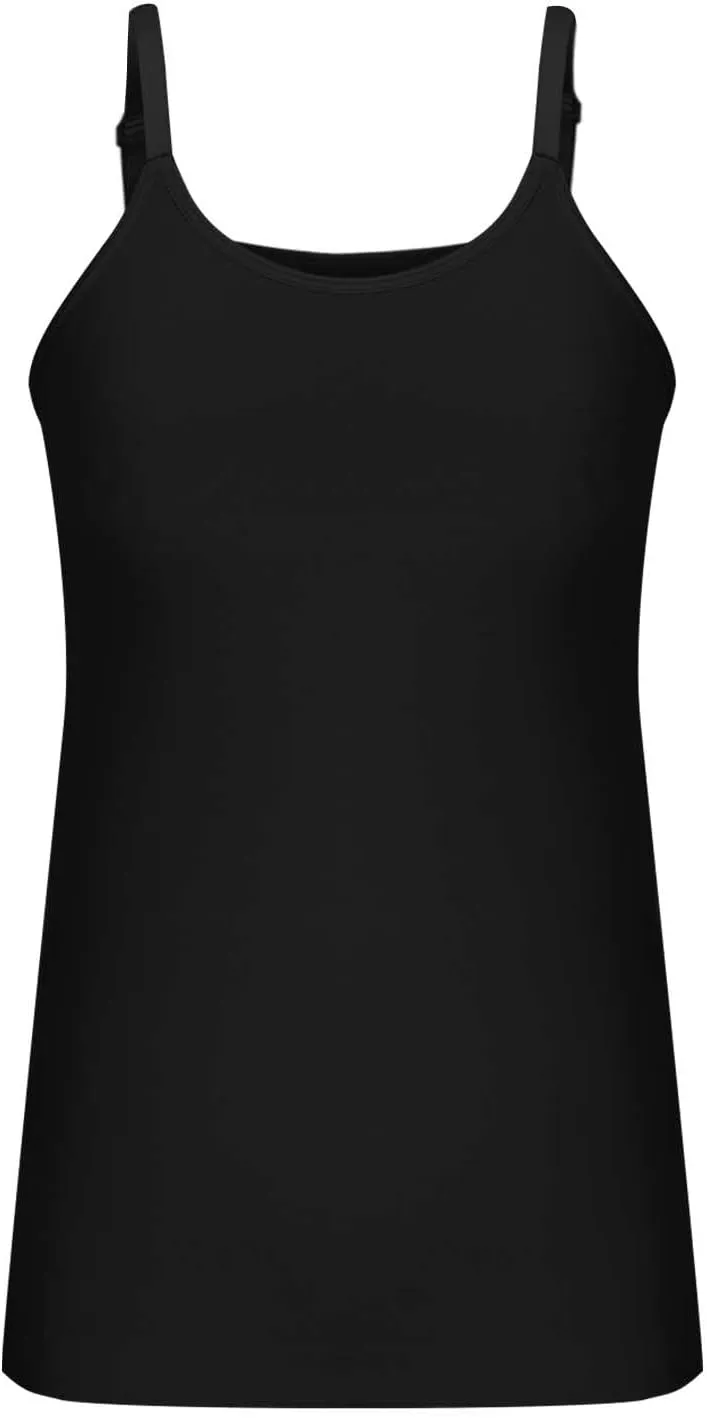 NATHGAM Plus Size Camisole Women Seamless Tummy Control Long Undershirts Slimming Adjustable Spaghetti Strap Tunic Tank Tops