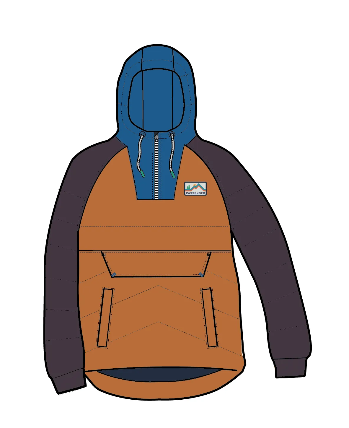 Ocean Recycled Insulated 1/2 Zip Jacket - Sunrise Orange