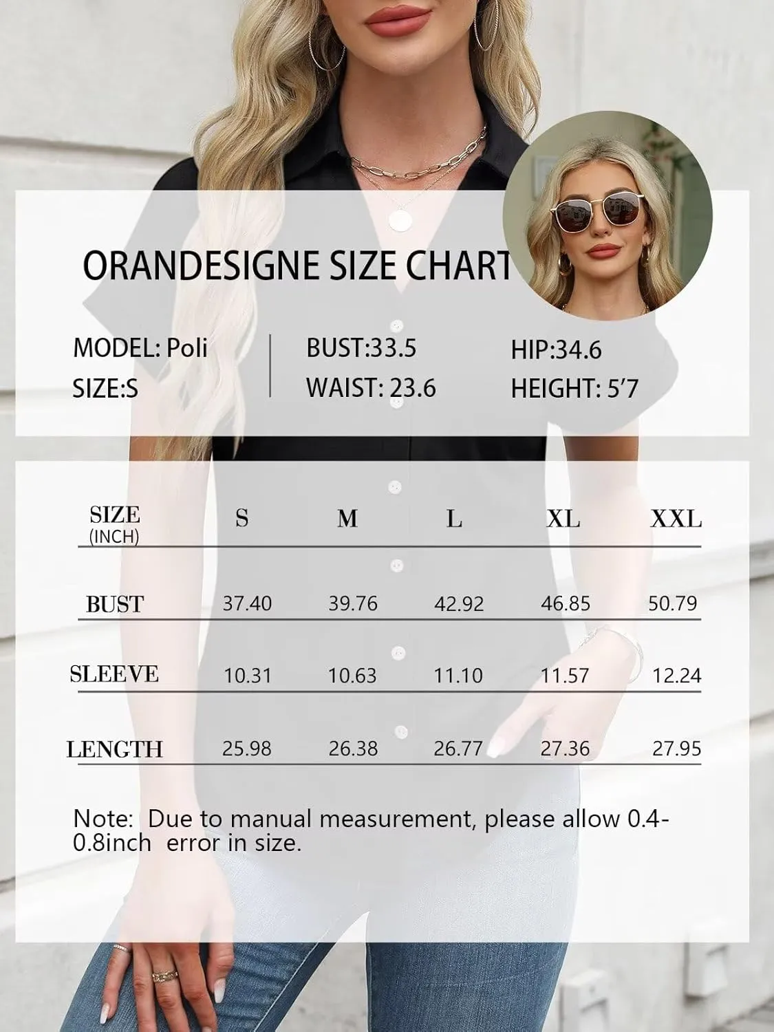 ORANDESIGNE Women's Short Sleeve Polo Tops Summer Button Down Collared T Shirts Casual Cute Ladies Tees
