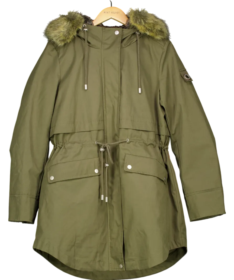 Parka London Green Farringdon Mid-length Faux Fur Parka UK L