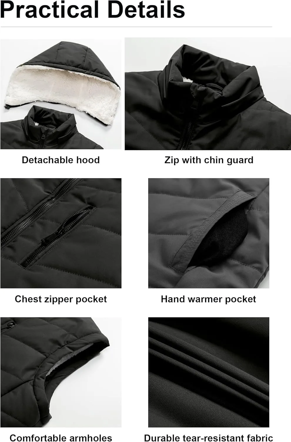Pursky Women's Winter Vest Sherpa Fleece Lined Puffer Vest Warm Lightweight Sleeveless Jackets With Removable Hood