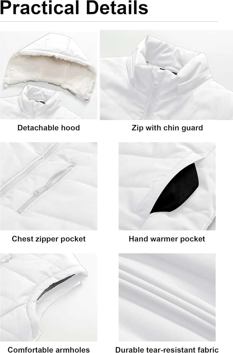 Pursky Women's Winter Vest Sherpa Fleece Lined Puffer Vest Warm Lightweight Sleeveless Jackets With Removable Hood