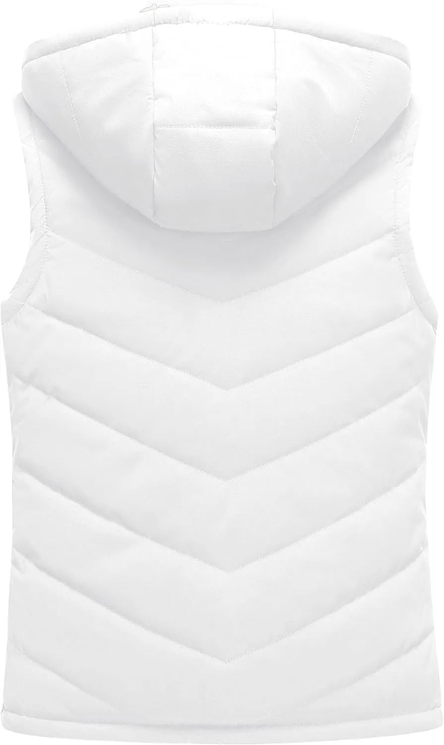 Pursky Women's Winter Vest Sherpa Fleece Lined Puffer Vest Warm Lightweight Sleeveless Jackets With Removable Hood