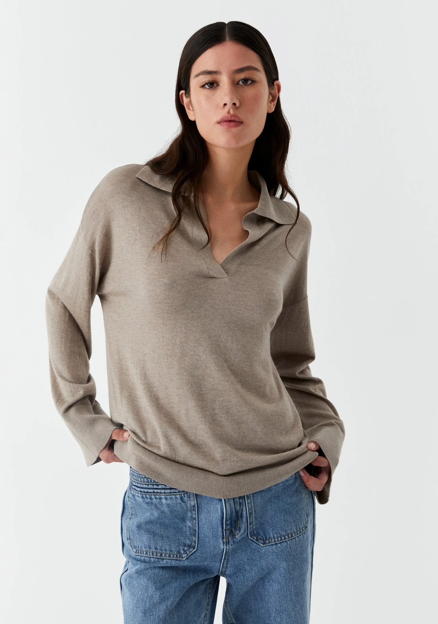 Skye Knit Polo_Stone