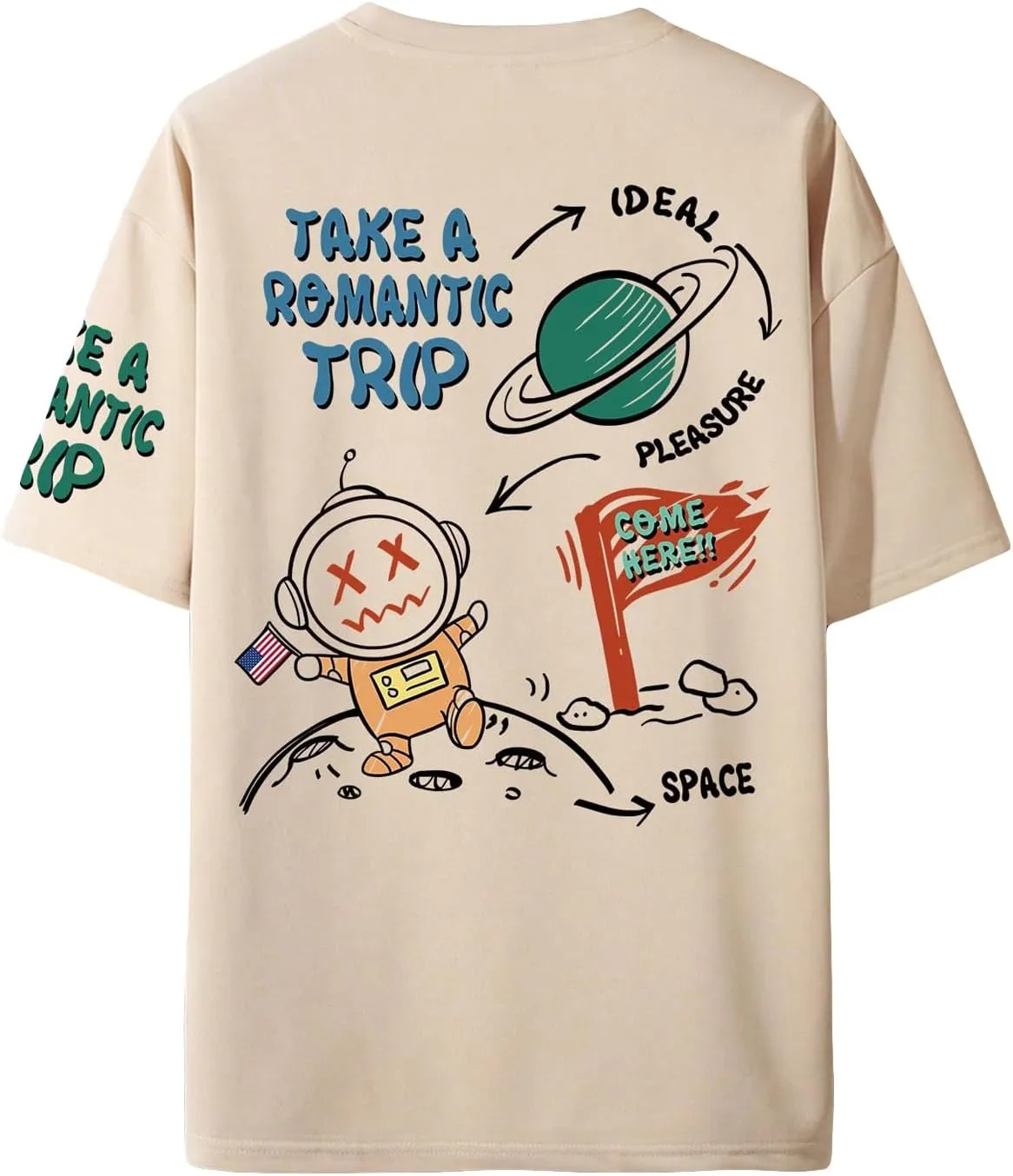 SOLY HUX Men's Oversized Graphic Tees Cartoon Letter Print T Shirt Drop Shoulder Short Sleeve Casual Tops
