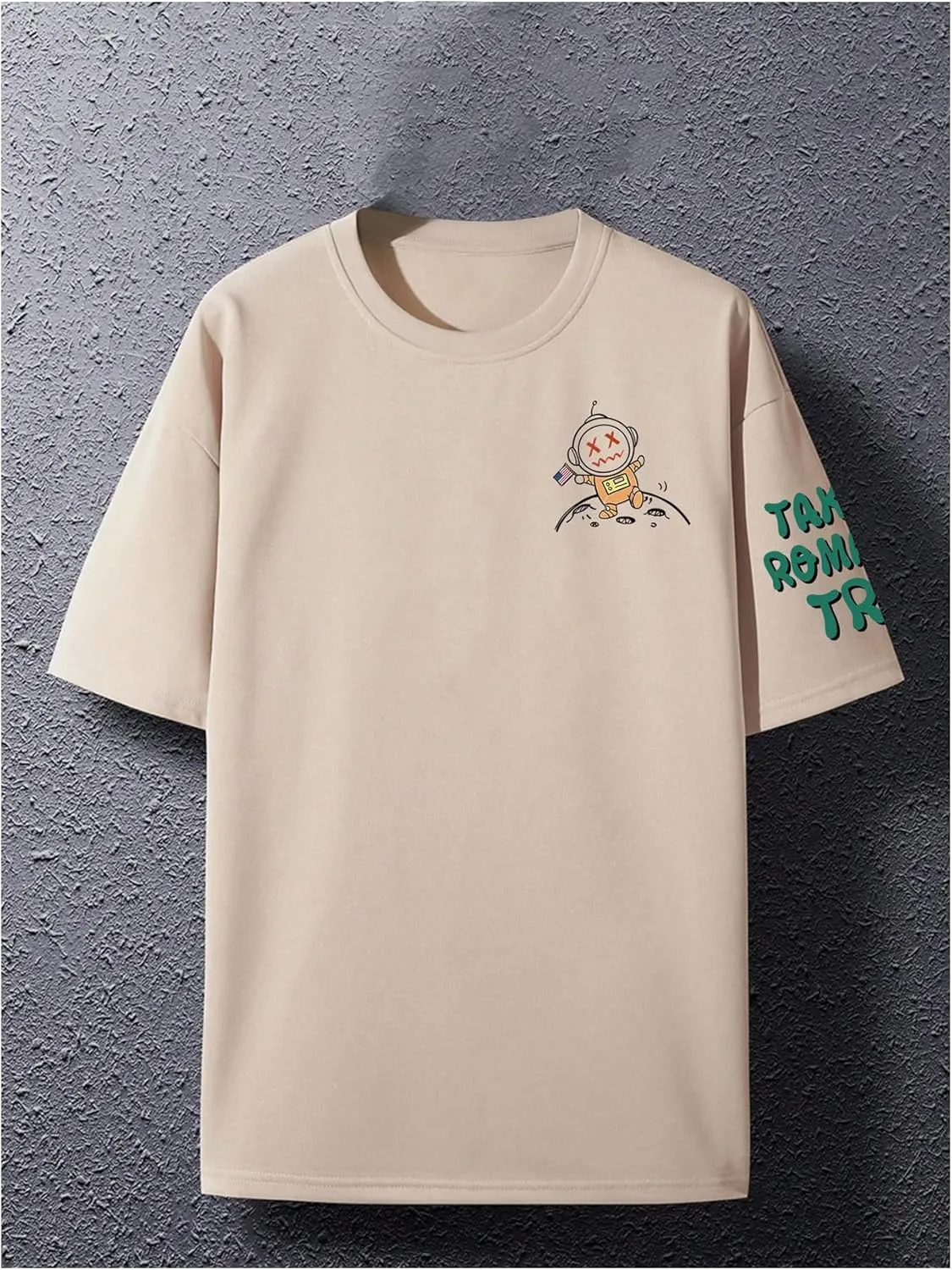 SOLY HUX Men's Oversized Graphic Tees Cartoon Letter Print T Shirt Drop Shoulder Short Sleeve Casual Tops