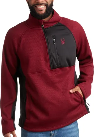 Spyder Men's Quarter Zip Pullover Sweater - Midweight Wind Resistant Fleece Mock Neck Sweatshirt for Workout, Hiking and Golf