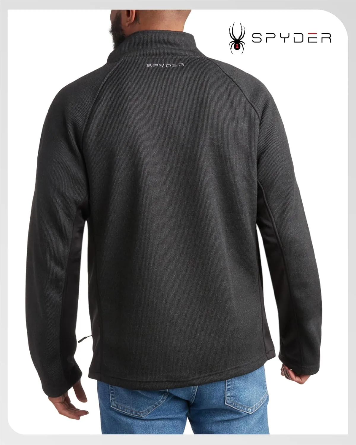 Spyder Men's Quarter Zip Pullover Sweater - Midweight Wind Resistant Fleece Mock Neck Sweatshirt for Workout, Hiking and Golf
