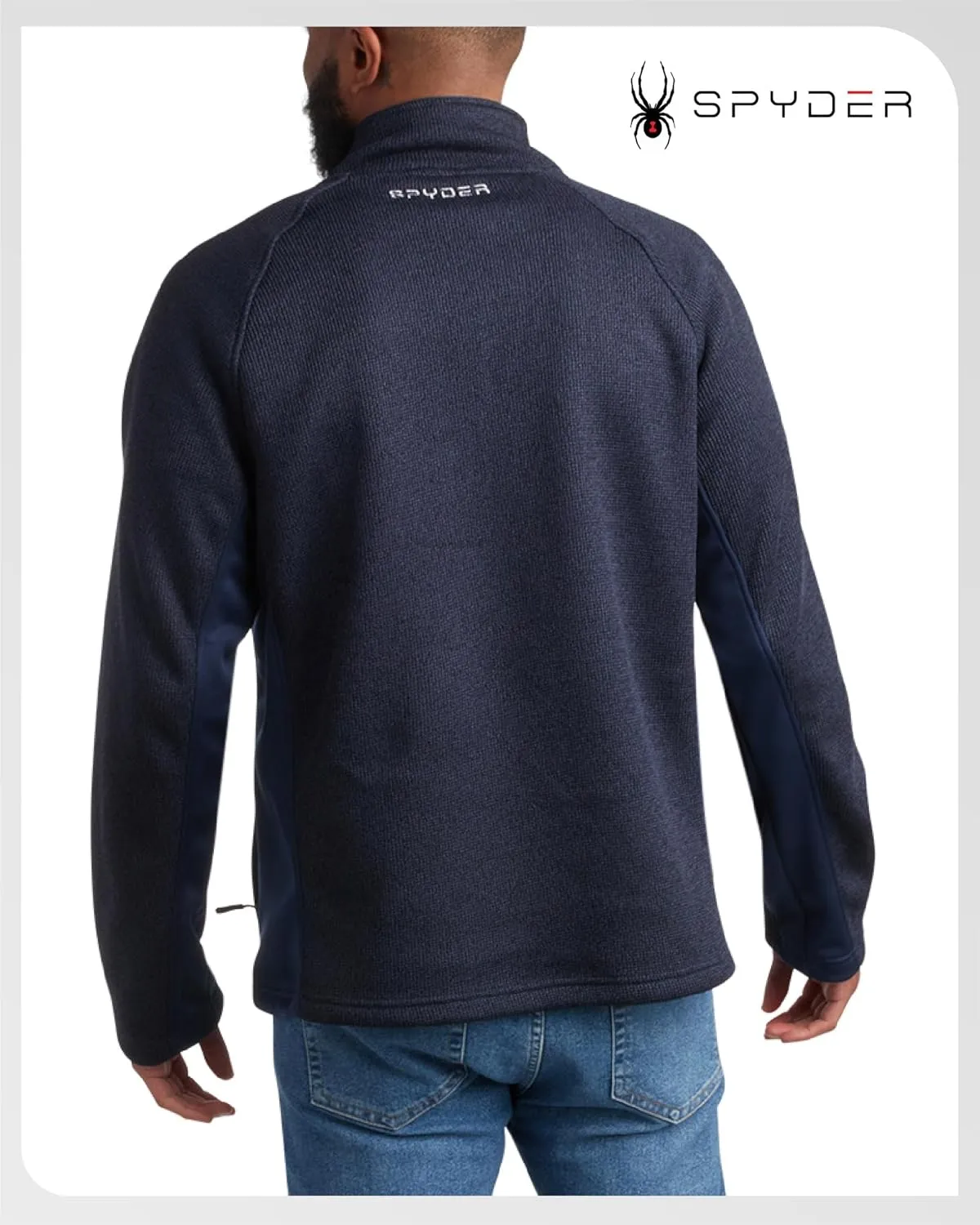 Spyder Men's Quarter Zip Pullover Sweater - Midweight Wind Resistant Fleece Mock Neck Sweatshirt for Workout, Hiking and Golf
