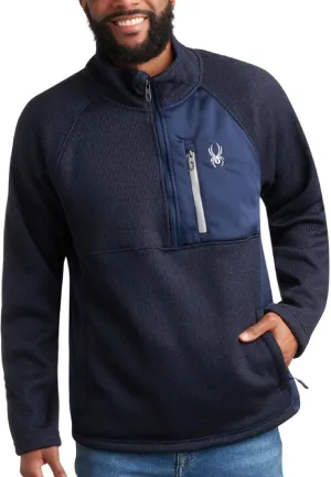 Spyder Men's Quarter Zip Pullover Sweater - Midweight Wind Resistant Fleece Mock Neck Sweatshirt for Workout, Hiking and Golf