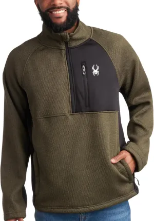 Spyder Men's Quarter Zip Pullover Sweater - Midweight Wind Resistant Fleece Mock Neck Sweatshirt for Workout, Hiking and Golf